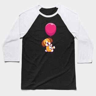 Cute dog floating with ballon Baseball T-Shirt